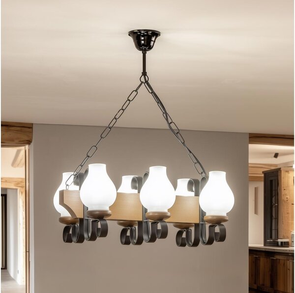 Brilagi - Luster na reťazi QUEEN 6xE14/40W/230V buk/orech
