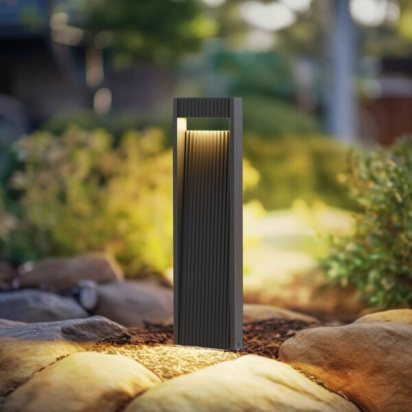 Lucande LED svetlo na chodník Tavion, 60 cm, antracit, IP65, Čierna, Hliník, Moderný