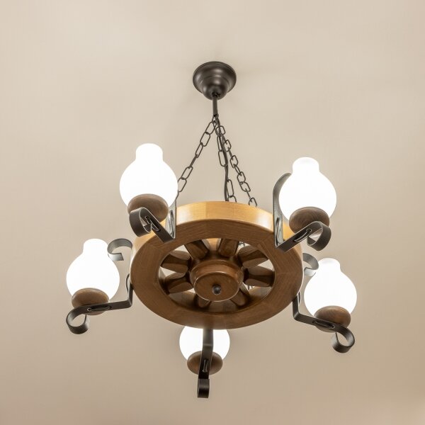 Brilagi - Luster na reťazi ROATA 5xE14/40W/230V pr. 50 cm buk/orech