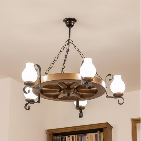 Brilagi - Luster na reťazi ROATA 5xE14/40W/230V priemer 70 cm buk/orech