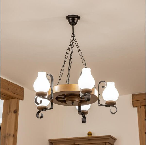 Brilagi - Luster na reťazi ROATA 5xE14/40W/230V pr. 50 cm buk/orech