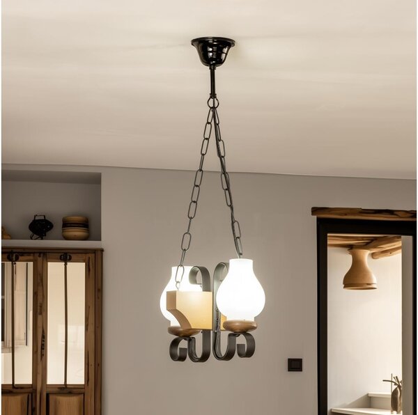 Brilagi - Luster na reťazi QUEEN 2xE14/40W/230V buk/orech
