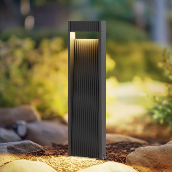 Lucande LED svetlo na chodník Tavion, 60 cm, antracit, IP65, Čierna, Hliník, Moderný