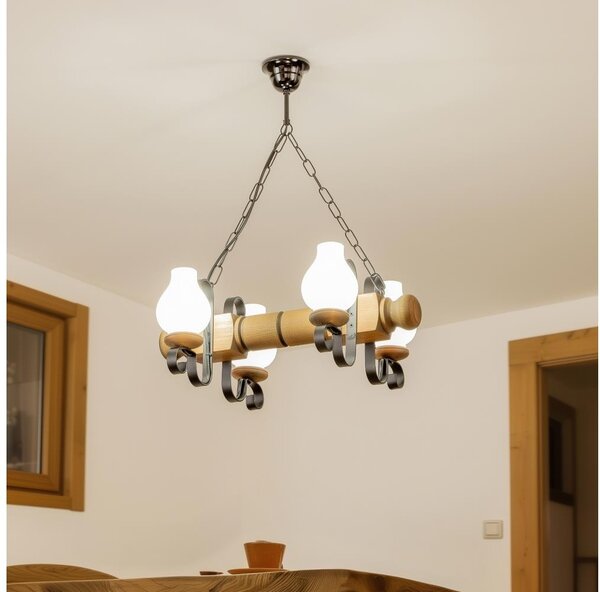 Brilagi - Luster na reťazi RUSTIC 4xE14/40W/230V buk