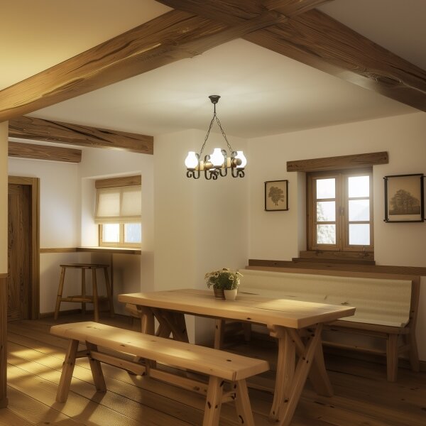 Brilagi - Luster na reťazi RUSTIC 4xE14/40W/230V buk/orech