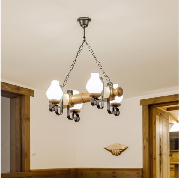 Brilagi - Luster na reťazi RUSTIC 4xE14/40W/230V buk/orech