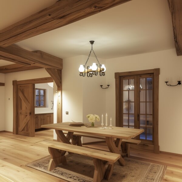 Brilagi - Luster na reťazi RUSTIC 4xE14/40W/230V buk