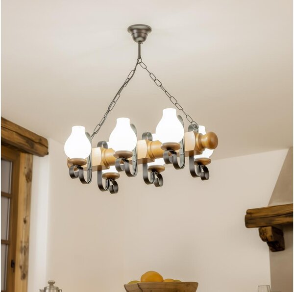 Brilagi - Luster na reťazi RUSTIC 6xE14/40W/230V buk/orech
