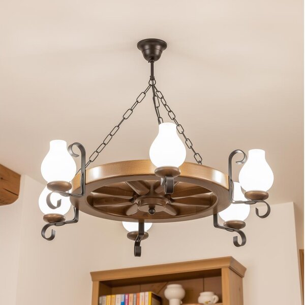 Brilagi - Luster na reťazi ROATA 6xE14/40W/230V priemer 70 cm buk/orech