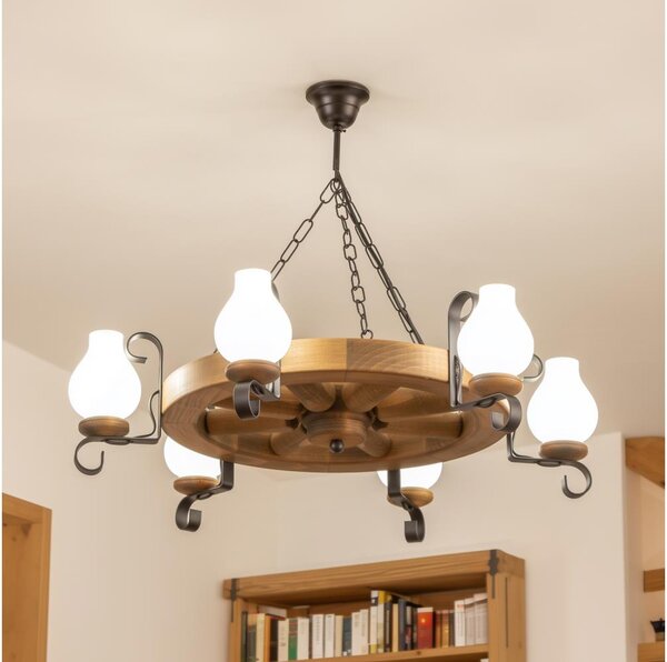 Brilagi - Luster na reťazi ROATA 6xE14/40W/230V, priemer 70 cm, buk