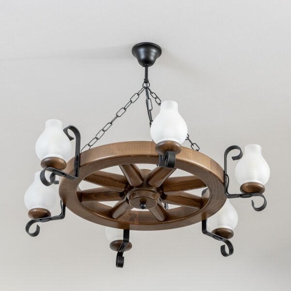 Brilagi - Luster na reťazi ROATA 6xE14/40W/230V priemer 70 cm buk/orech