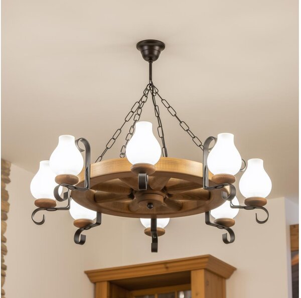 Brilagi - Luster na reťazi ROATA 8xE14/40W/230V priemer 70 cm buk