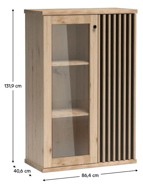 KONDELA Vitrína, dub artisan/čierna, KOLI C-3