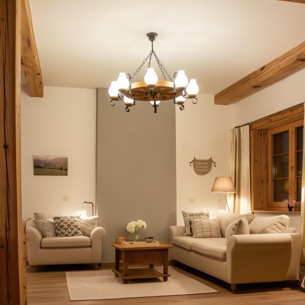 Brilagi - Luster na reťazi ROATA 8xE14/40W/230V priemer 70 cm buk