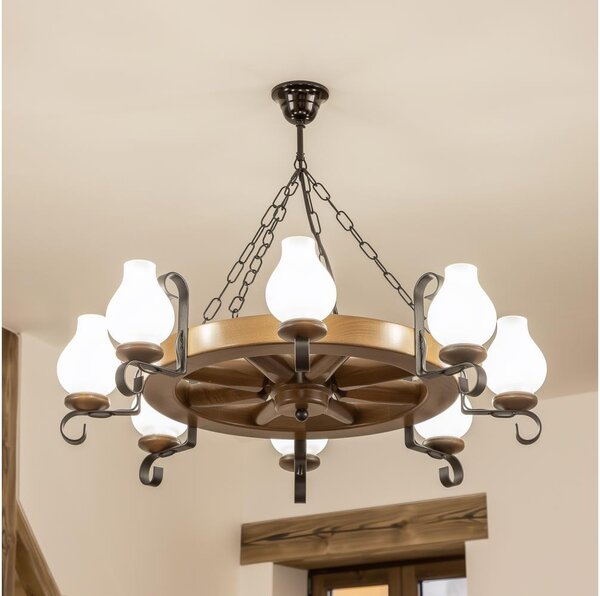 Brilagi - Luster na reťazi ROATA 8xE14/40W/230V pr. 70 cm buk/orech