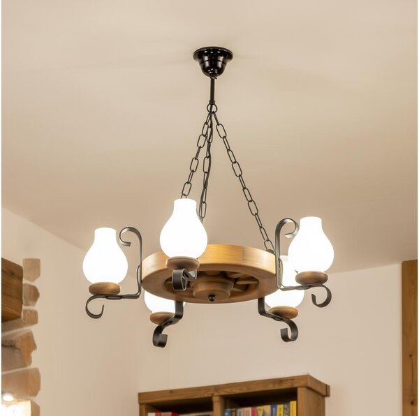 Brilagi - Luster na reťazi ROATA 5xE14/40W/230V, priemer 50 cm, buk