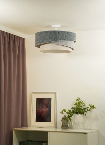 Duolla-Prisadený luster KOBO ECO REC. 1xE27/15W/230V pr.45 cm zelená/šedá/krémová