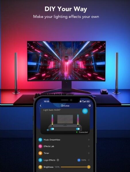 Govee - SADA 2x Smart Gaming Wi-Fi LED RGBIC Panely + Smart Dual + DO