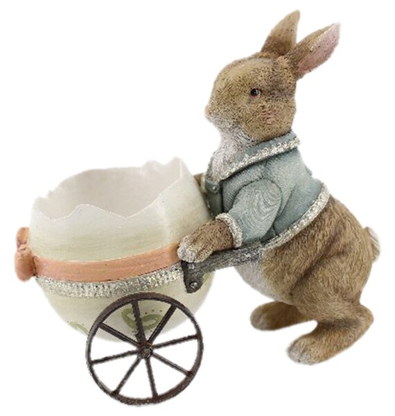 Dekorácia králik s vozíkom zo škrupiny - 16 * 9 * 14 cm