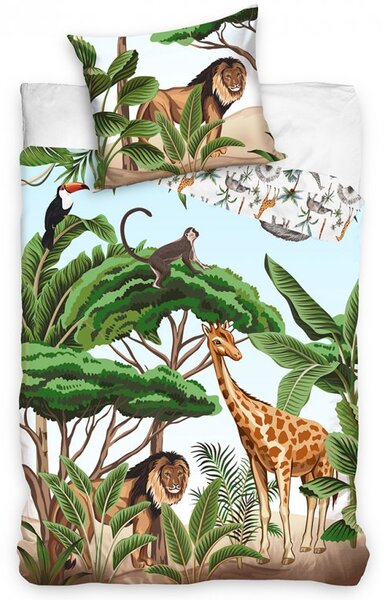 TipTrade Bavlnené obliečky 140x200 + 70x90 cm - Safari park