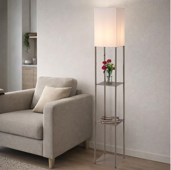 Brilagi - Stojacia lampa s policami GRADUS 1xE27/40W/230V 150 cm šedá/béžová