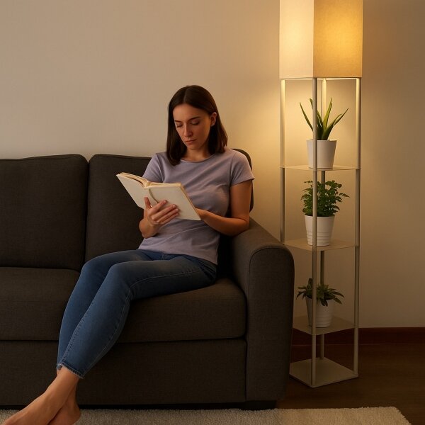 Brilagi - Stojacia lampa s policami GRADUS 1xE27/40W/230V 150 cm šedá/béžová