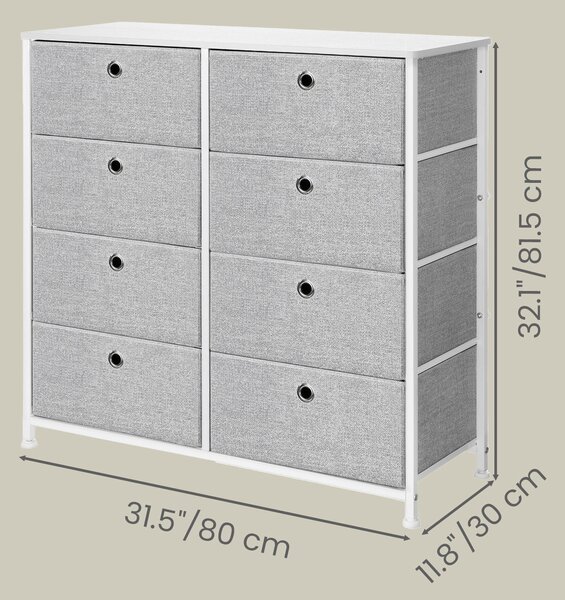 KOMODA, biela, svetlosivá, 80/81,5/30 cm Boxxx - Komody, Online Only