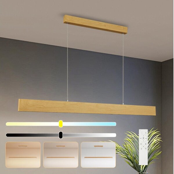 Brilagi - stmievateľný LED luster na lanku SLIMLINE LED/40W/230V 3000-6000K dubový dekor + diaľkové ovládanie