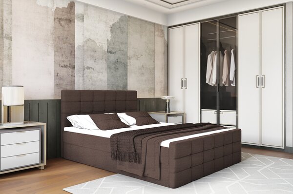 KONDELA Boxspringová posteľ, 160x200, hnedá, BEST