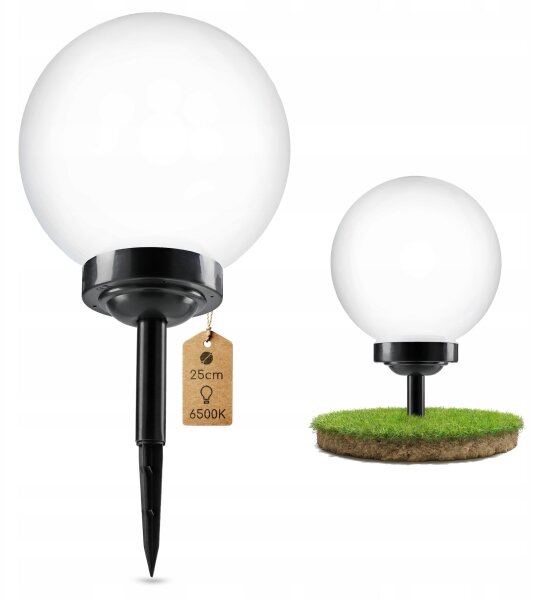 LED solárna lampa LED/1,2V 6500K 200 mAh pr. 25 cm IP44 biela/čierna
