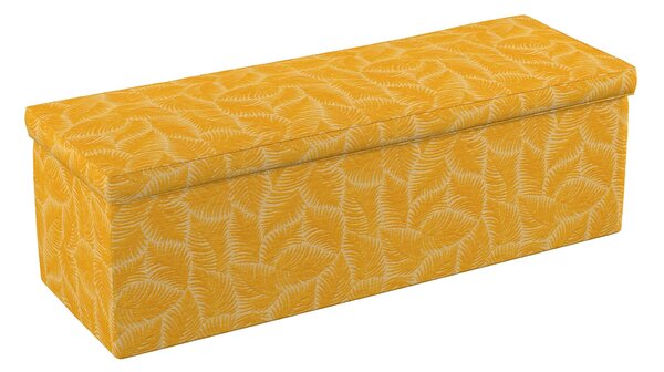 Truhlica čalúnená farba produktu žltá látka zapletaná, vzorované