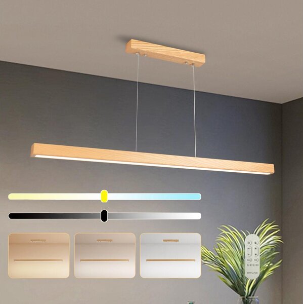 Brilagi -LED Stmievateľný luster na lanku OAK SMART LED/30W/230V Wi-Fi Tuya dub+diaľkový ovládač