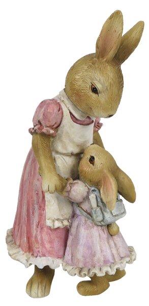 Dekorácie králičie mamičky v šatách s dievčatkom - 9 * 8 * 17 cm