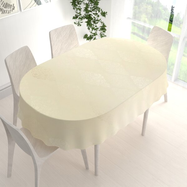 Biante Teflónový oválny obrus TF-104 Svetlo vanilkový zámocký vzor 50x100 cm