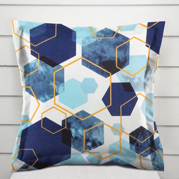 Biante Bavlnená obliečka na vankúš s lemom Sandra SA-574 Modré hexagóny na bielom 30 x 50 cm