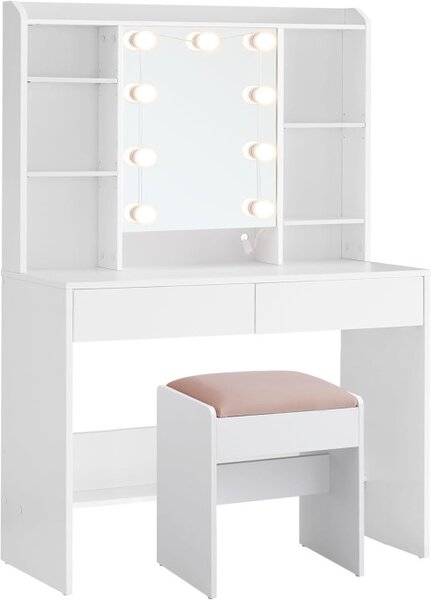 Toaletný stolík so zrkadlom, LED osvetlením a taburetkou RDT726W01