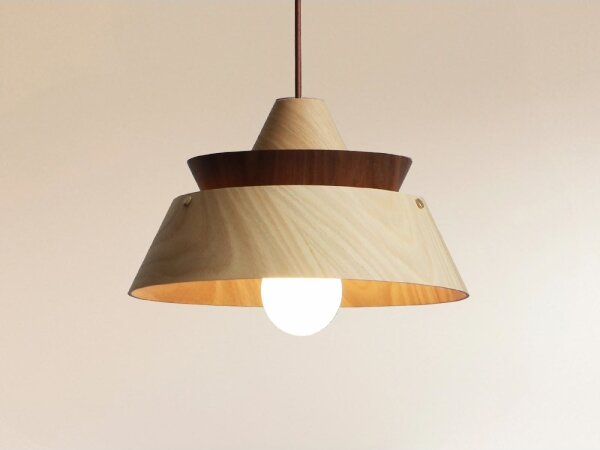 Drevený luster na lanku 1xE27/60W/230V pr. 33 cm masív/dub/orech/kaučukovník