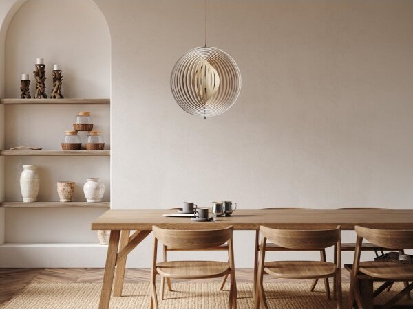 Drevený luster na lanku 1xE27/60W/230V priemer 50 cm masív/dyha/kaučukovník