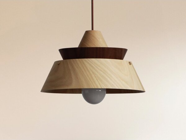 Drevený luster na lanku 1xE27/60W/230V pr. 33 cm masív/dub/orech/kaučukovník