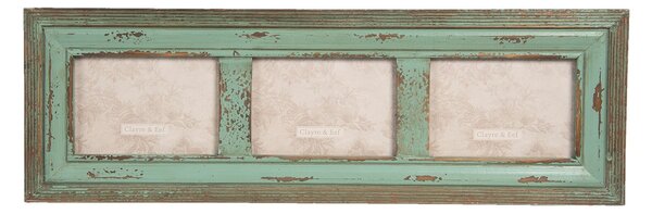 Zelený nástenný drevený vintage fotorámček - 68 * 2 * 22 cm / 3x 13 * 18 cm