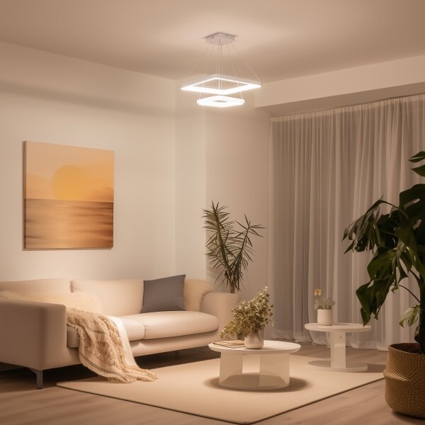 Brilagi - LED stmievateľný luster na lanku FALCON SLIM LED/78W/230V 50x50 cm biela + diaľkový ovládač