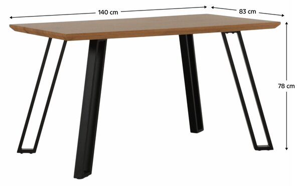 KONDELA Jedálenský stôl, dub/čierna, 140x83 cm, PEDAL