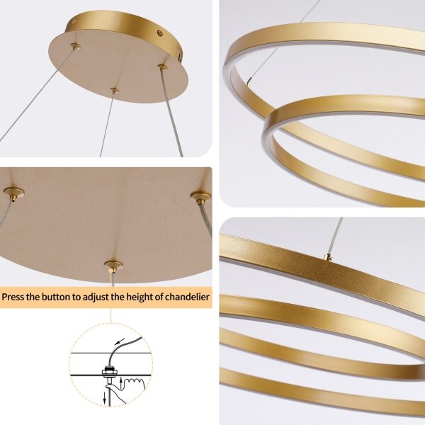 Brilagi-LED stmievateľný luster na lankách TWISTER LED/105W/230V pr. 100 cm zlatý + DO