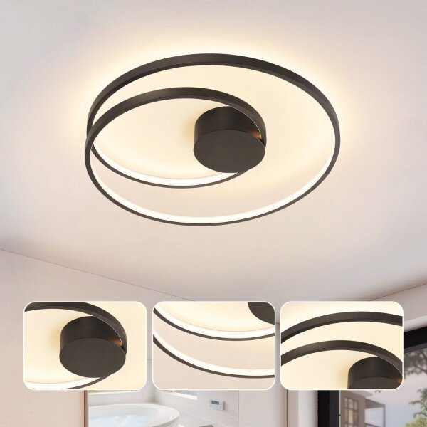 Brilagi- LED stmievateľné stropné svietidlo TWISTER LED/48W/230V pr. 50 cm čierna + diaľkové ovládanie