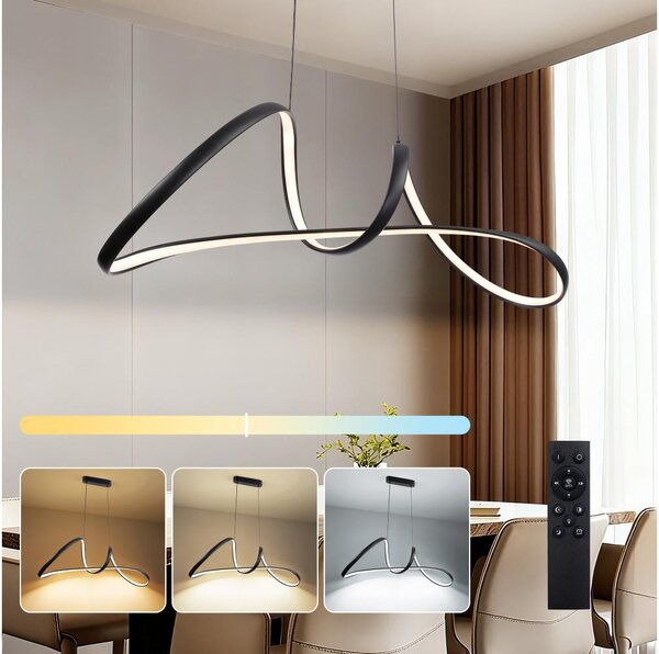 Brilagi-LED Stmievateľný závesný luster TWISTER LED/60W/230V 3000-6000K čierny + diaľkové ovládanie