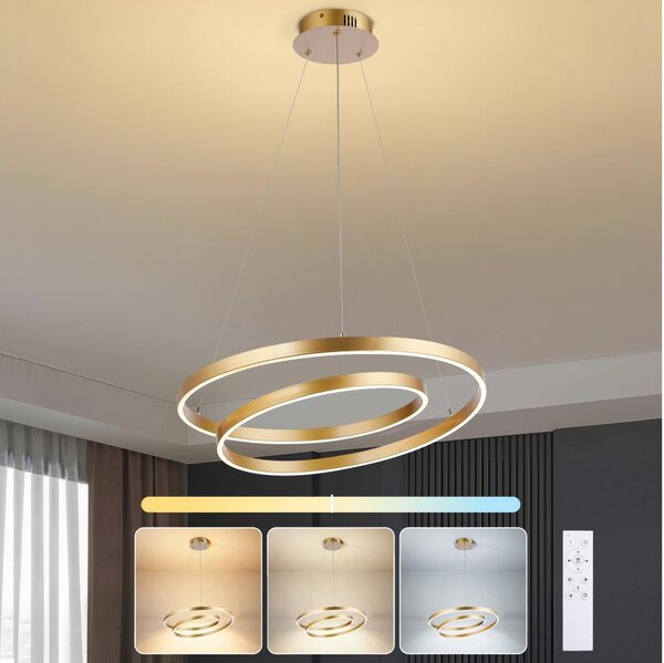 Brilagi-LED Stmievateľný luster na lanku TWISTER LED/48W/230V priemer 50 cm zlatý +DO