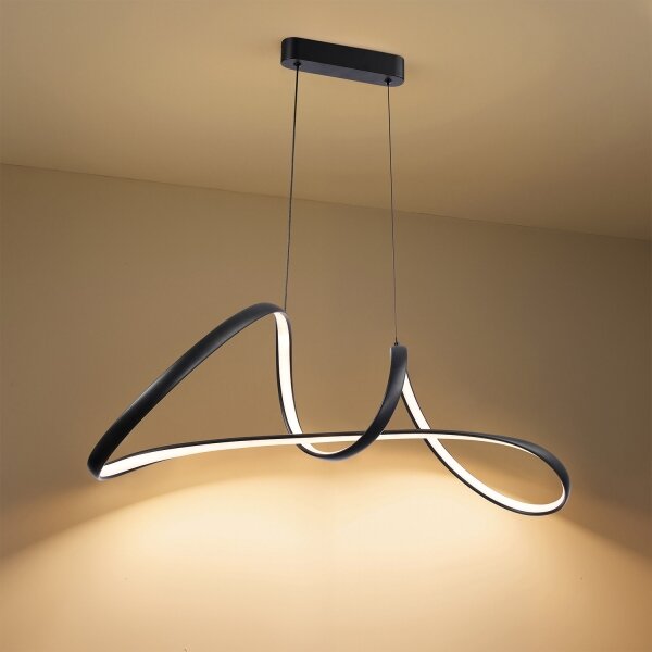 Brilagi-LED Stmievateľný závesný luster TWISTER LED/60W/230V 3000-6000K čierny + diaľkové ovládanie