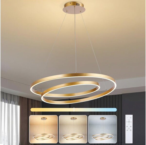 Brilagi-LED Stmievateľný luster na lanku TWISTER LED/75W/230V pr. 70 cm zlatý +DO