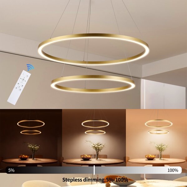 Brilagi - stmievateľný LED závesný luster na lanku PORTOFINO LED/98W/230V pr. 80 cm zlatý +DO