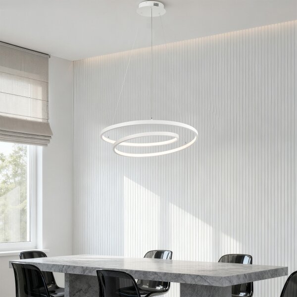 Brilagi-LED Stmievateľný závesný luster na lankách TWISTER LED/48W/230V, priemer 50 cm, biela, s diaľkovým ovládaním